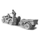 1/16 Bausatz Willys Jeep mit T-3 Anh&auml;nger, Fahrer und Sch&uuml;tze