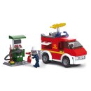 Feuerwehr Einsatzfahrzeug und Tanks&auml;ule